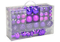 CHRISTBAUMKUGEL-SET 111-teilig  - Lila, Basics, Kunststoff (35,8/23,4/12,0cm) - X-Mas