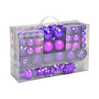 SADA VIANOČNÝCH GULÍ  111-dielne - lila, Basics, plast (35,8/23,4/12,0cm) - X-Mas