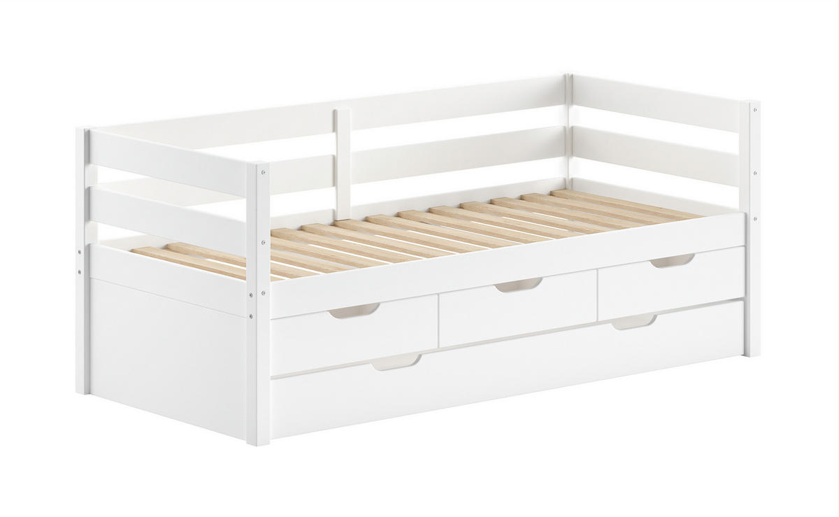 AUSZIEHBETT 90/200 cm  in Weiß  - Naturfarben/Weiß, MODERN, Holz (90/200cm) - Vipack
