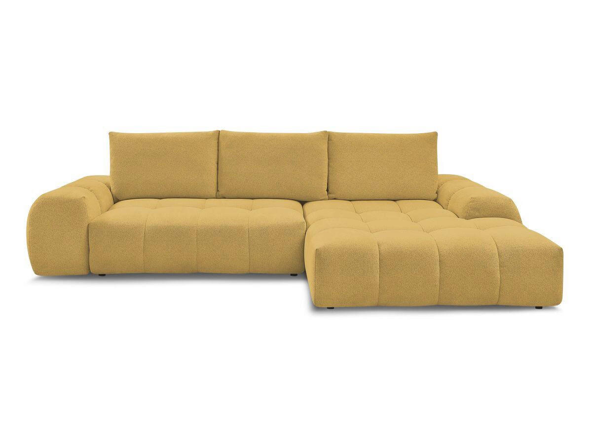 ECKSCHLAFSOFA EVEREST  mit Rücken echt, Armteil links, Armteil rechts Flachgewebe Gelb  - Gelb/Schwarz, MODERN, Kunststoff/Textil (318/180cm) - Livetastic
