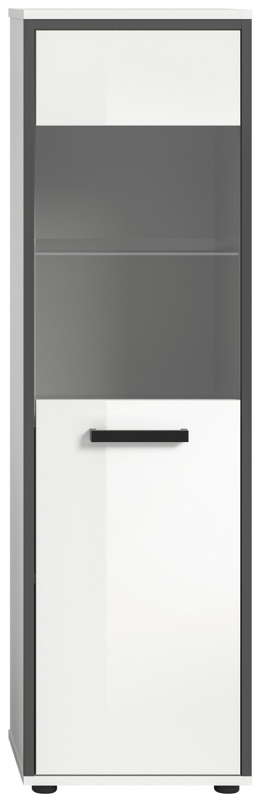 MIDISCHRANK 40/139/34 cm  - Weiß Hochglanz/Schwarz, MODERN, Glas/Holzwerkstoff (40/139/34cm) - MID.YOU