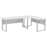 SCHREIBTISCH 160/235/73,2 cm  in Hellgrau  - Silberfarben/Hellgrau, MODERN, Holzwerkstoff/Metall (160/235/73,2cm) - MID.YOU