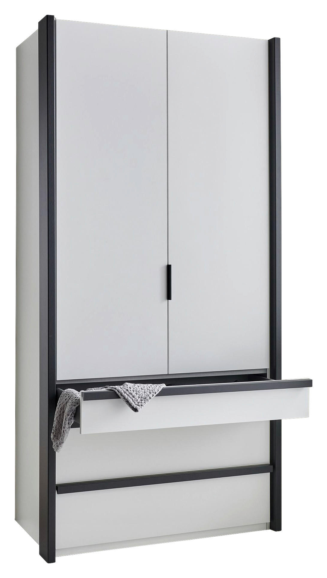 Dulap Cu Uși Culisante, 100/216/58 cm, grafit, alb - alb/grafit, Basics, metal/material pe bază de lemn (100/216/58cm) - Novel