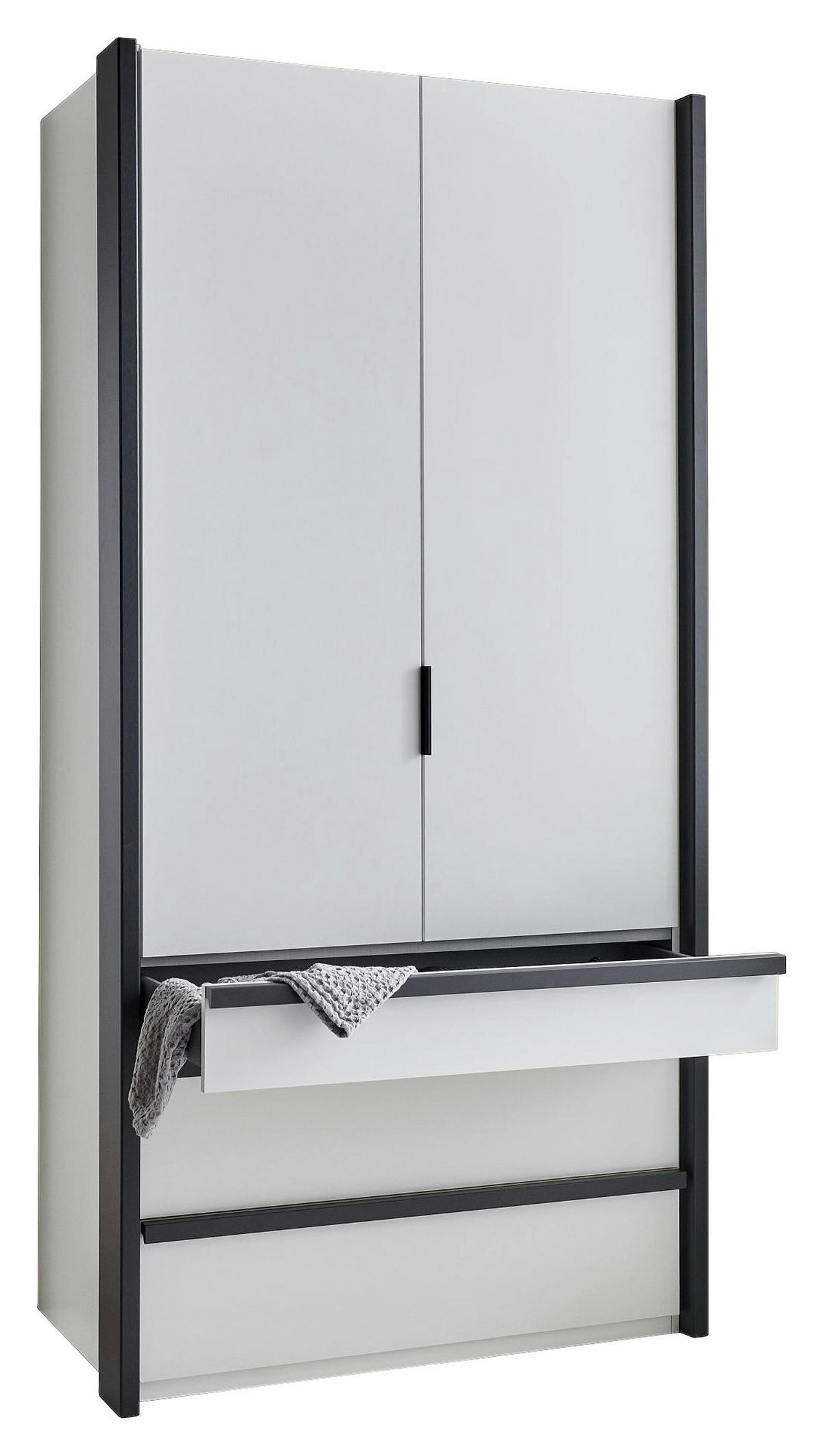 Dulap Cu Uși Culisante, 100/216/58 cm, grafit, alb - alb/grafit, Basics, metal/material pe bază de lemn (100/216/58cm) - Novel