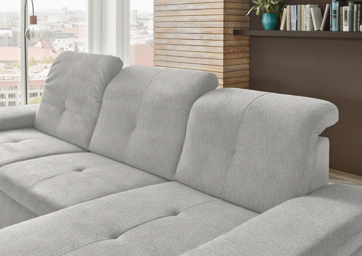 ECKSOFA in Flachgewebe Grau, Hellgrün  - Schwarz/Hellgrün, Design, Textil/Metall (297/174cm) - Beldomo Style