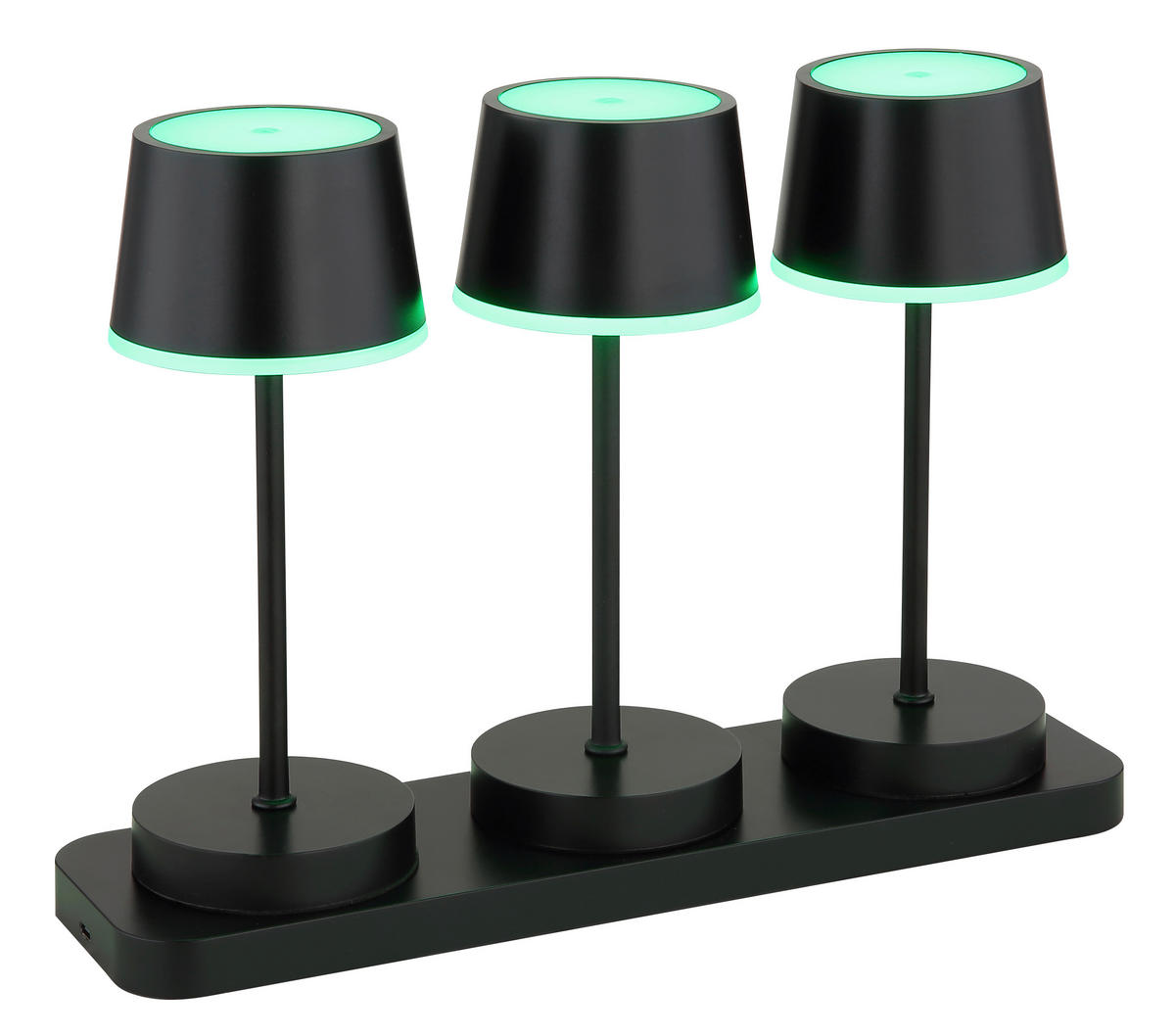 AKKU-TISCHLEUCHTE Dawson 8,3/20 cm  - Opal/Schwarz, Design, Kunststoff/Metall (8,3/20cm) - Globo