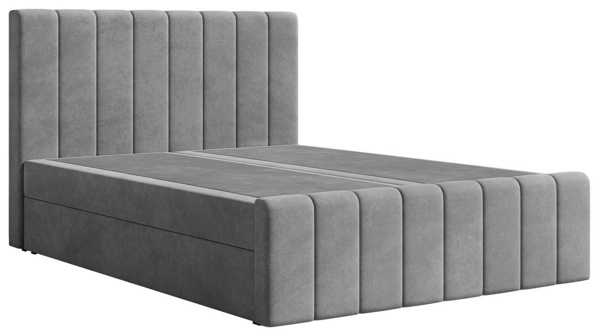 BOXBETT 140/200 cm,  in Graphitfarben, Bettkasten, Topper, H2 + H3 = mittel + fest  - Graphitfarben/Schwarz, MODERN, Holz/Kunststoff (140/200cm) - MID.YOU