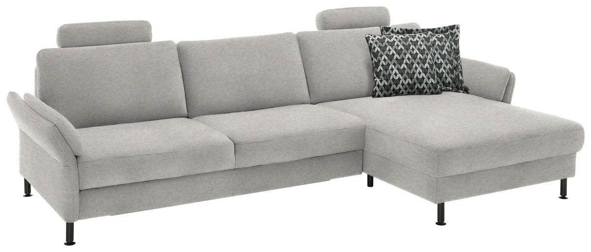 ECKSOFA  in Chenille, Flachgewebe Cappuccino  316/175 cm  - Schwarz/Cappuccino, Design, Textil/Metall (316/175cm) - Dieter Knoll