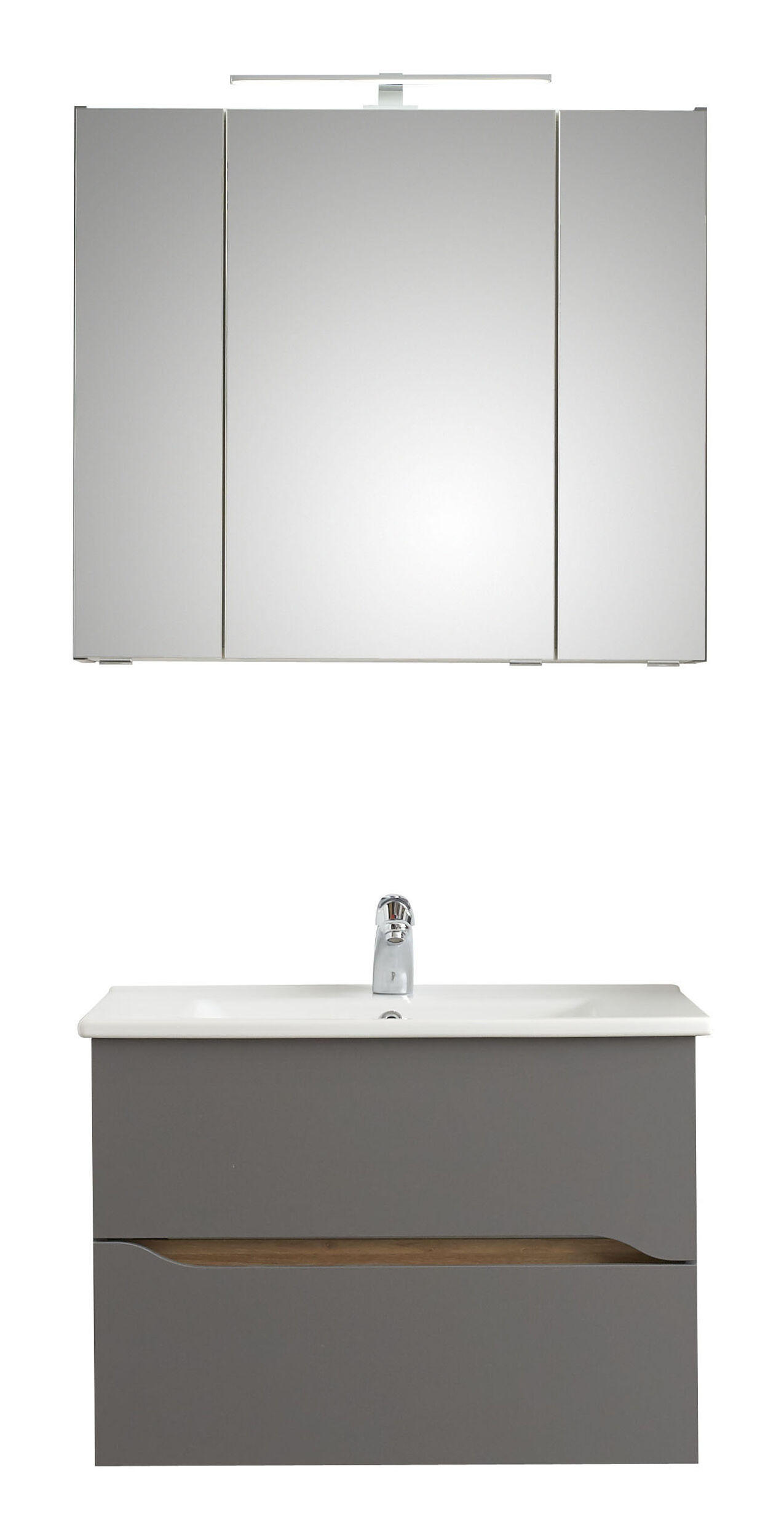 BADEZIMMER 3-teilig  in 80 cm  - Eichefarben/Dunkelgrau, KONVENTIONELL, Keramik/Holzwerkstoff (80cm) - Pelipal