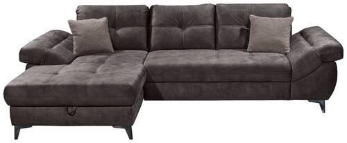 ECKSOFA in Mikrovelours Dunkelbraun  - Hellbraun/Dunkelbraun, KONVENTIONELL, Kunststoff/Textil (170/288cm) - MID.YOU