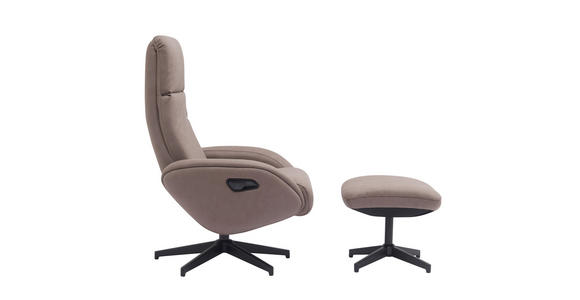 RELAXSESSELSET mit Funktion Mikrofaser Relaxfunktion, Hocker    - Taupe/Schwarz, Design, Textil/Metall (77/107/75cm) - Xora