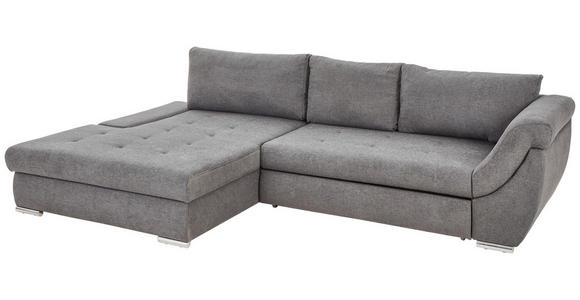 ECKSOFA Grau Flachgewebe  - Silberfarben/Grau, Design, Textil/Metall (174/306cm) - Carryhome