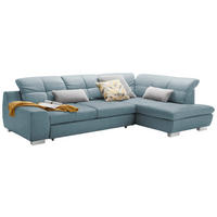ECKSOFA Hellblau Flachgewebe  - Chromfarben/Hellblau, Design, Kunststoff/Textil (292/212cm) - SetOne by Musterring