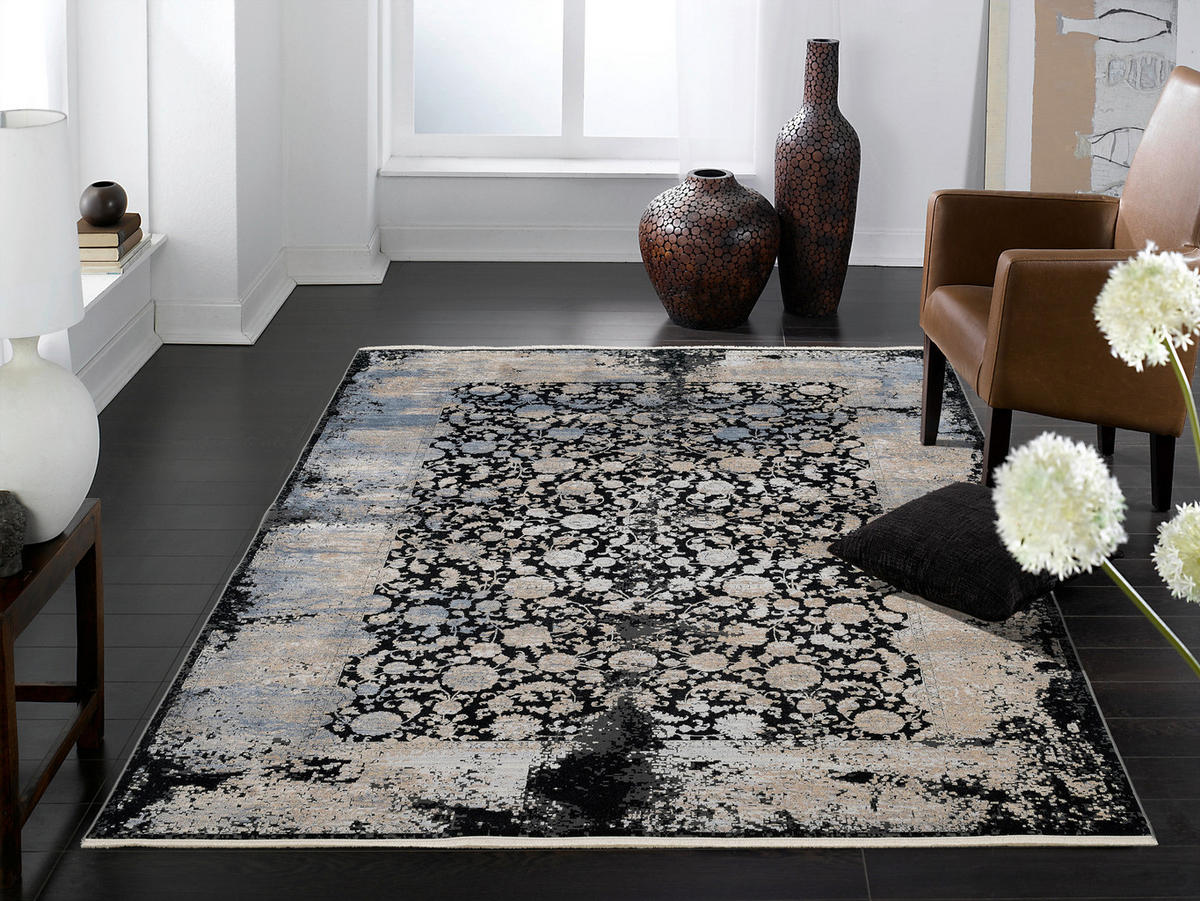 WEBTEPPICH 200/290 cm Colorado Flower Grau, Schwarz, Hellgrau, Dunkelgrau  - Dunkelgrau/Hellgrau, Design, Textil (200/290cm) - Musterring