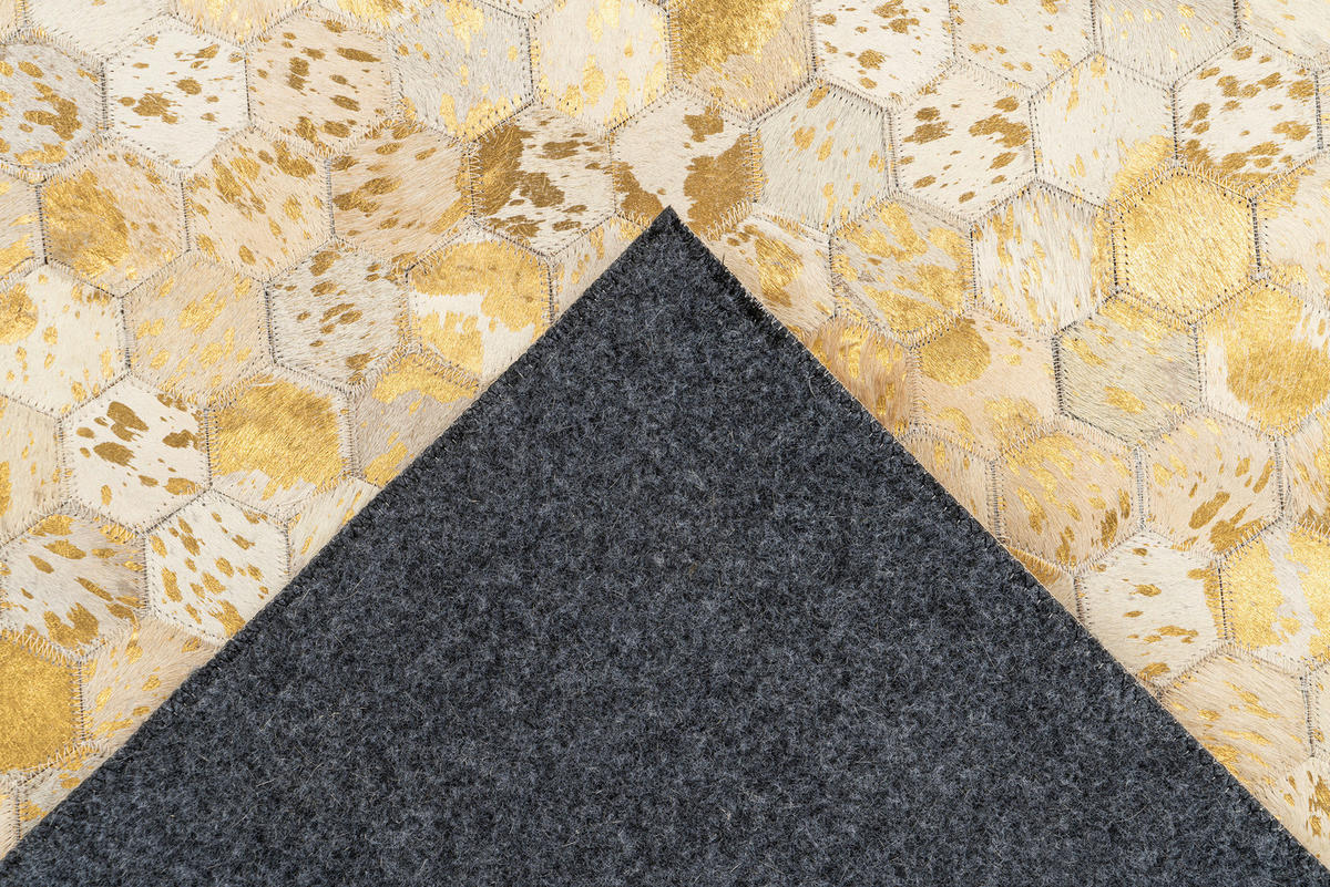 KOŽENÝ KOBEREC, 160/230 cm, zlatá - zlatá, Konventionell, koža/textil (160/230cm)