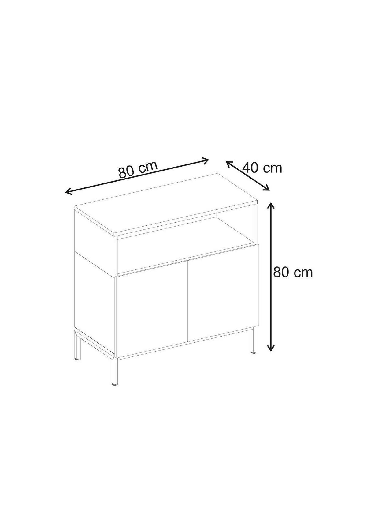SIDEBOARD  80/80/40 cm  - Walnussfarben/Schwarz, Modern, Holzwerkstoff (80/80/40cm) - MID.YOU