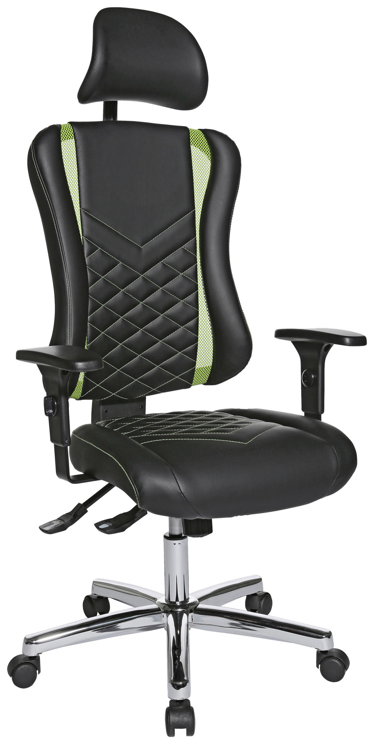 GAMINGSTUHL Grün, Schwarz Kunststoff, Textil   - Chromfarben/Schwarz, Design, Kunststoff/Textil (47,5/99-127/44cm) - Dieter Knoll