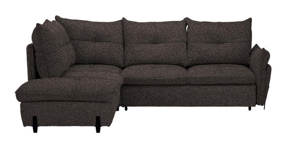 ECKSOFA in Bouclé Dunkelbraun  - Dunkelbraun/Schwarz, Design, Textil/Metall (220/250cm) - Xora