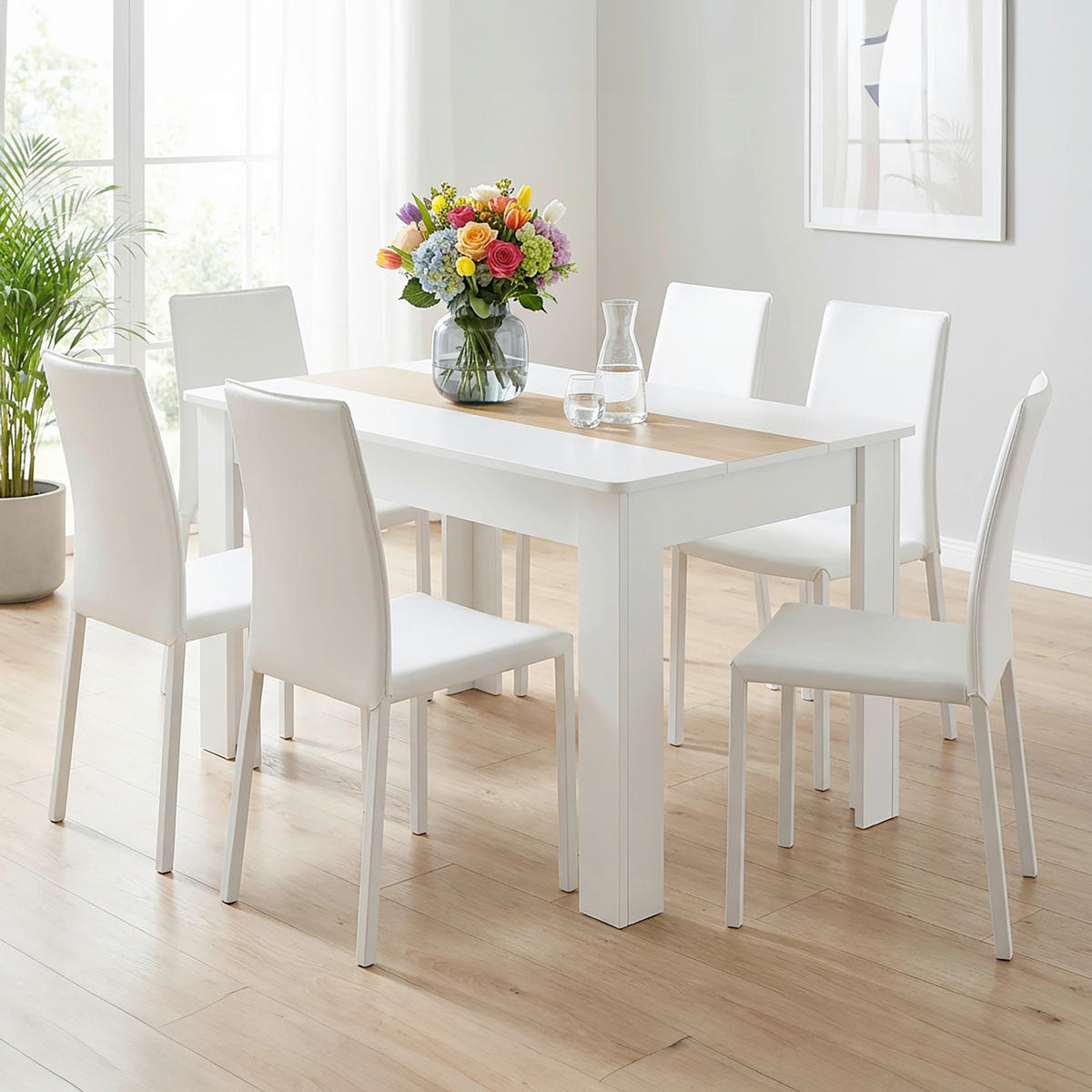 ÉTKEZŐASZTAL - méztölgy színű/fehér, Modern, faalapú anyag (140/80/75cm) - MID.YOU