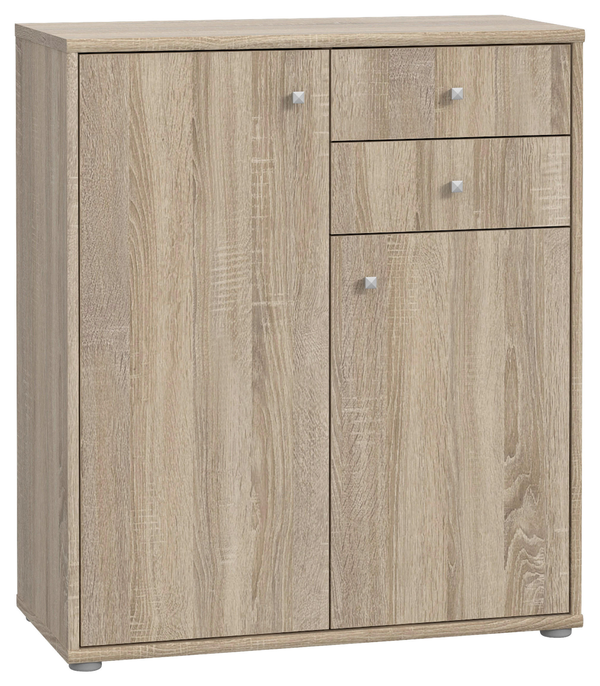 KOMMODE , 73,7/85,5/34,8 cm, 2 Schublade(n)  - Alufarben/Sonoma Eiche, Design, Holzwerkstoff/Kunststoff (73,7/85,5/34,8cm)