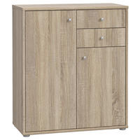 KOMODA, hrast sonoma  - barve aluminija/hrast sonoma, Design, umetna masa/leseni material (73,7/85,5/34,8cm)
