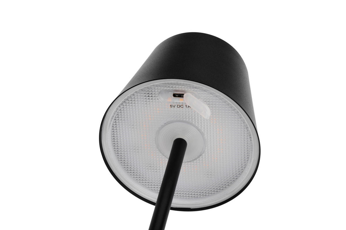 NABÍJATEĽNÁ STOLNÁ LAMPA 11/36,5 cm - čierna, Konventionell, kov (11/36,5cm) - Novel