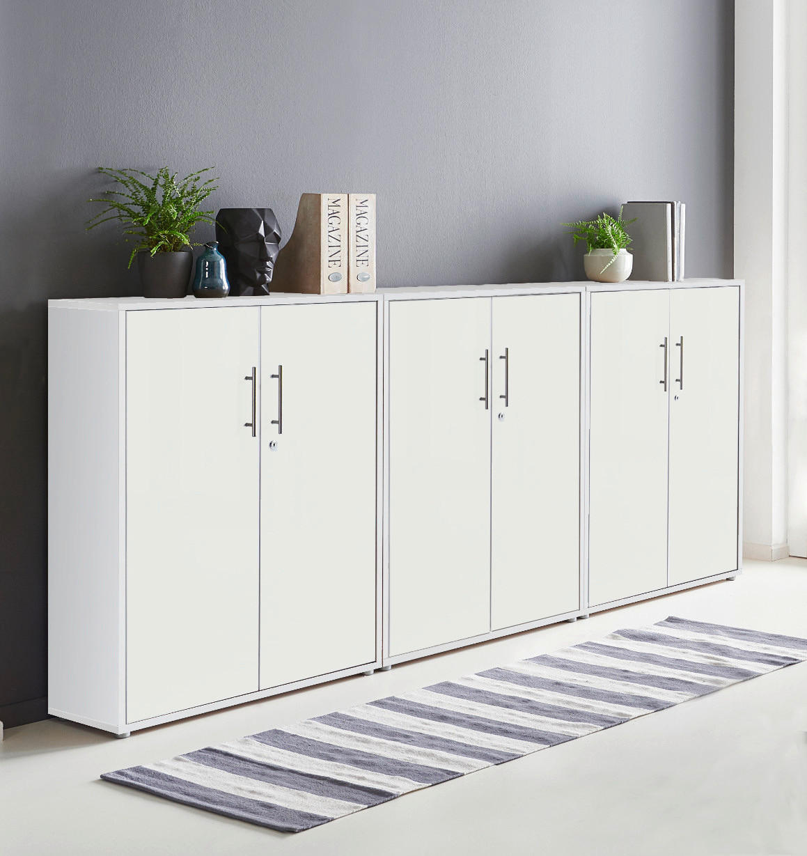 AKTENSCHRANK Weiß  - Weiß, MODERN, Holzwerkstoff (253,2/113,6/33cm) - MID.YOU