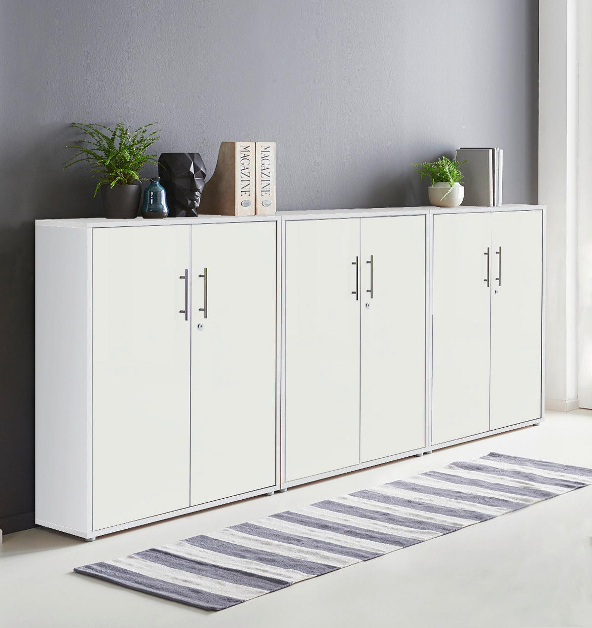 AKTENSCHRANK Weiß  - Weiß, MODERN, Holzwerkstoff (253,2/113,6/33cm) - MID.YOU