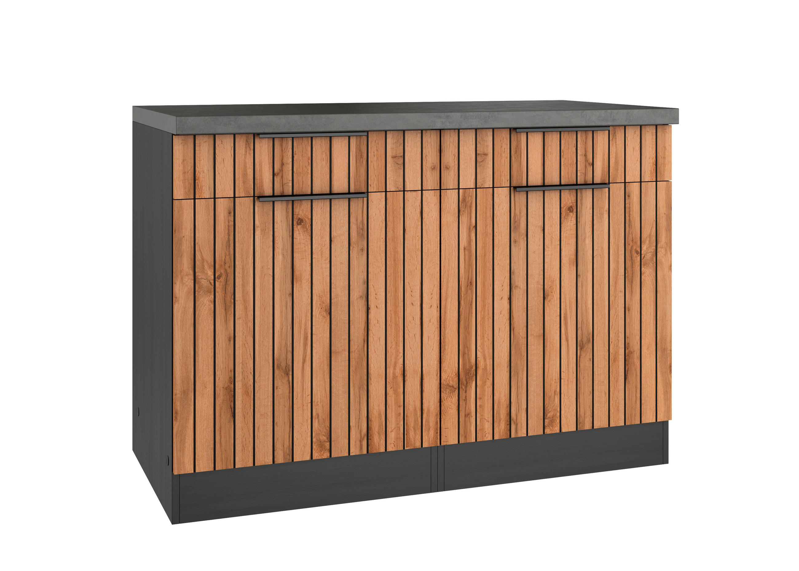 KÜCHENUNTERSCHRANK 120/85/60 cm  in Graphitfarben, Eiche Wotan  - Schieferfarben/Eiche Wotan, Basics, Holzwerkstoff/Metall (120/85/60cm) - Held