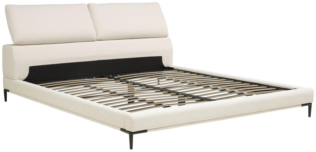POLSTERBETT 180/200 cm  in Creme  - Creme/Schwarz, Modern, Holz/Textil (180/200cm) - Livetastic