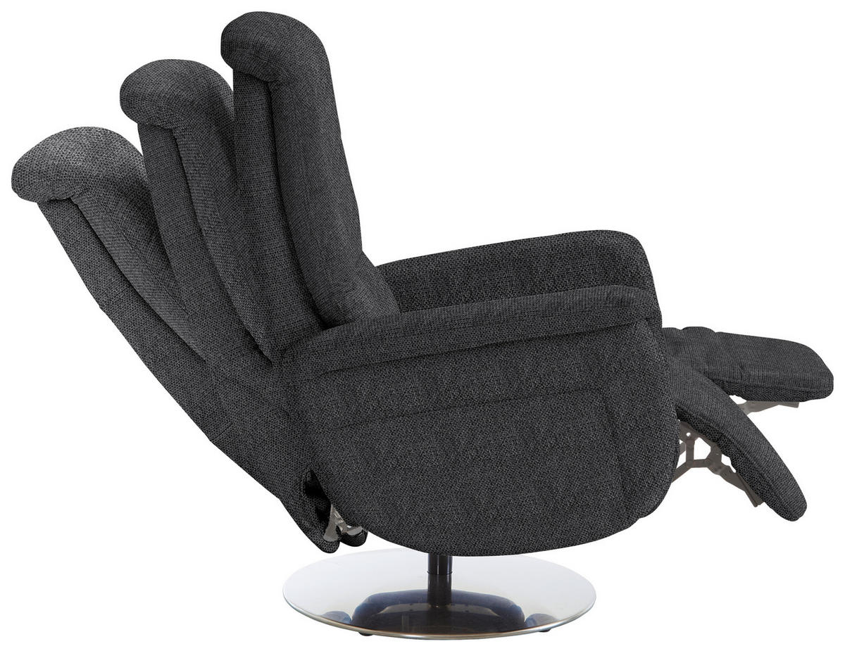 RELAXSESSEL Textil Schwarz  - Edelstahlfarben/Schwarz, Konventionell, Textil/Metall (79/112/94cm) - Beldomo Premium