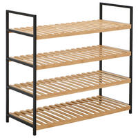 SCHUHREGAL Naturfarben, Schwarz  - Schwarz/Naturfarben, Basics, Naturmaterialien/Metall (70/64,5/30cm) - Carryhome