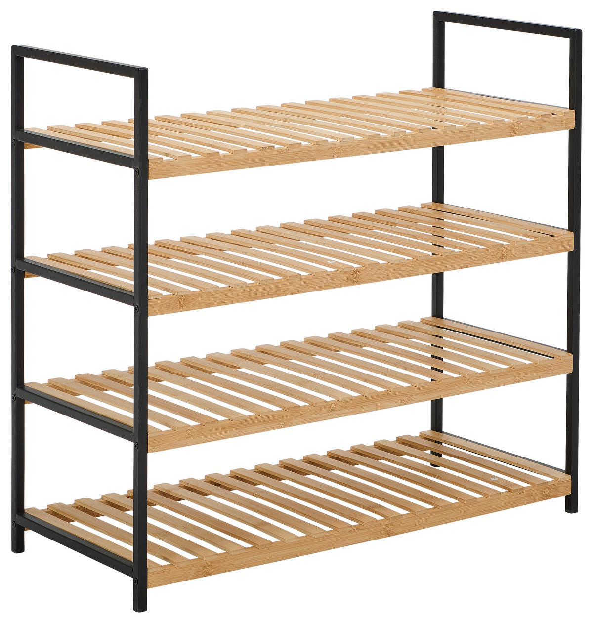 SCHUHREGAL Naturfarben, Schwarz  - Schwarz/Naturfarben, Basics, Naturmaterialien/Metall (70/64,5/30cm) - Carryhome