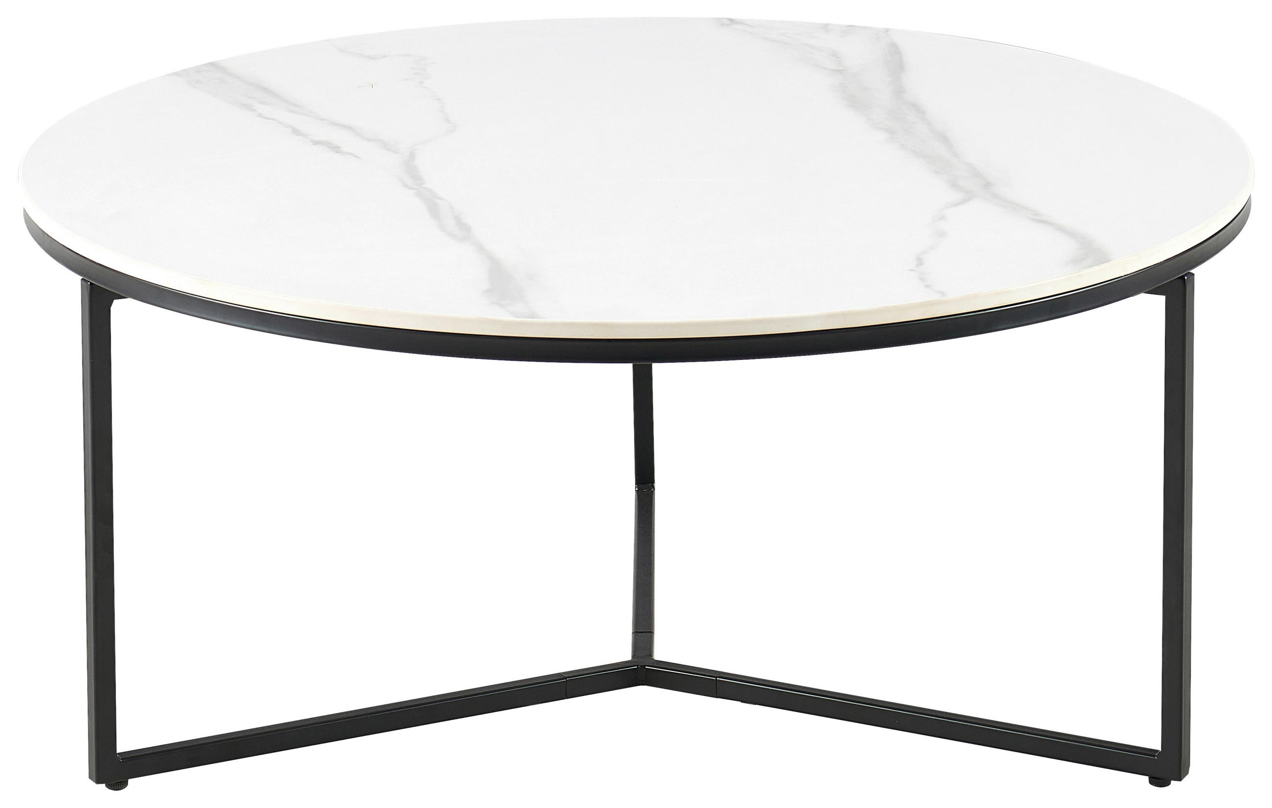 COUCHTISCH in Metall, Keramik 80/80/37 cm  - Weiss/Schwarz, Design, Keramik/Metall (80/80/37cm) - Livetastic