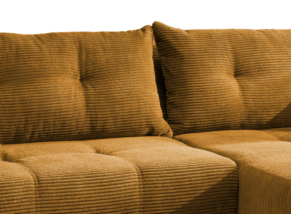 ECKSOFA in Cord Goldfarben  246/177 cm  - Goldfarben/Schwarz, MODERN, Holz/Textil (246/177cm) - MID.YOU