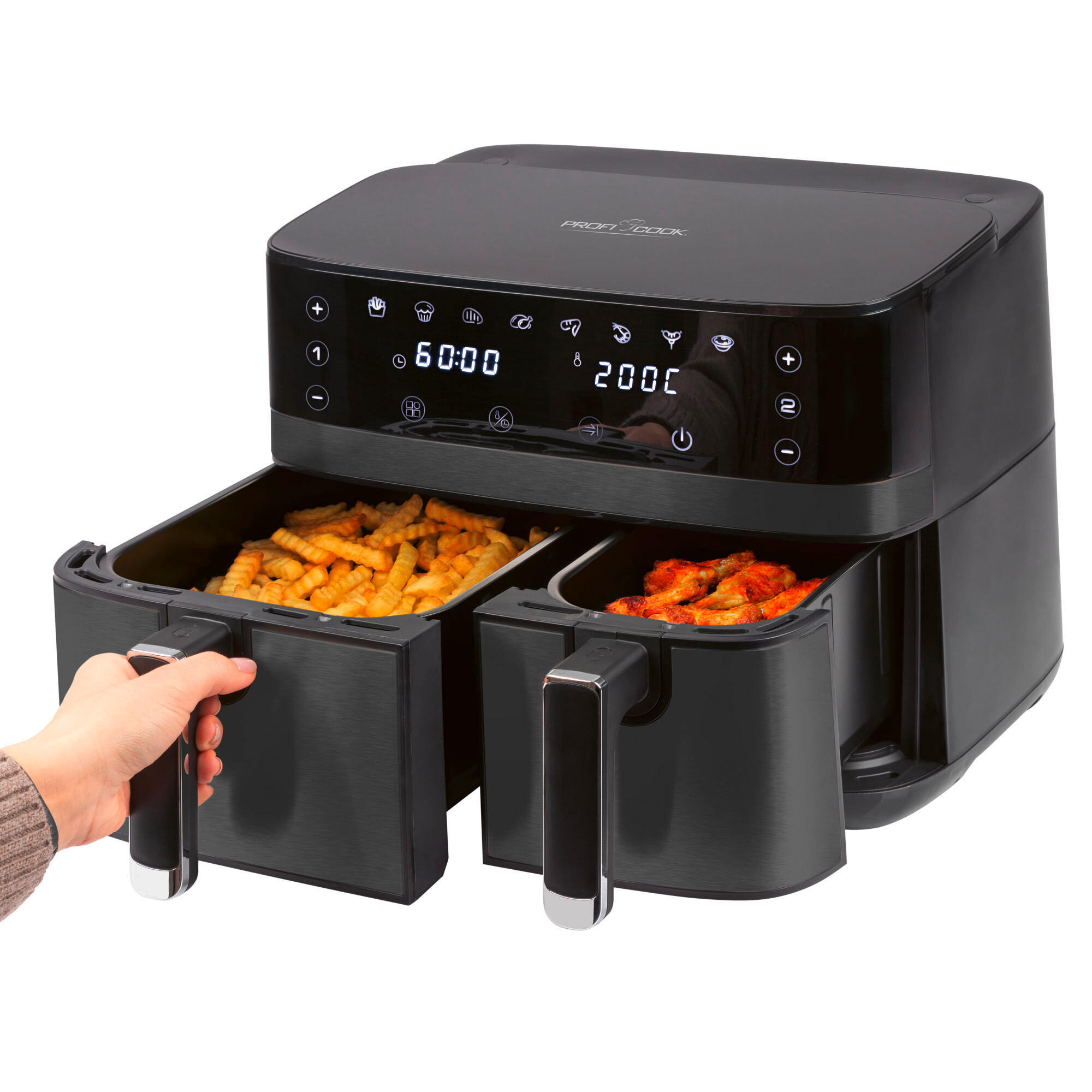 HEIßLUFTFRITTEUSE 5,5 Liter und 3,5 Liter L  - Schwarz, Basics, Kunststoff (41,8/31,1/39,2cm) - Bomann