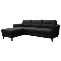 ECKSOFA in Lederlook Echtleder Schwarz  - Buchefarben/Schwarz, Design, Leder/Holz (238/168cm) - Livetastic