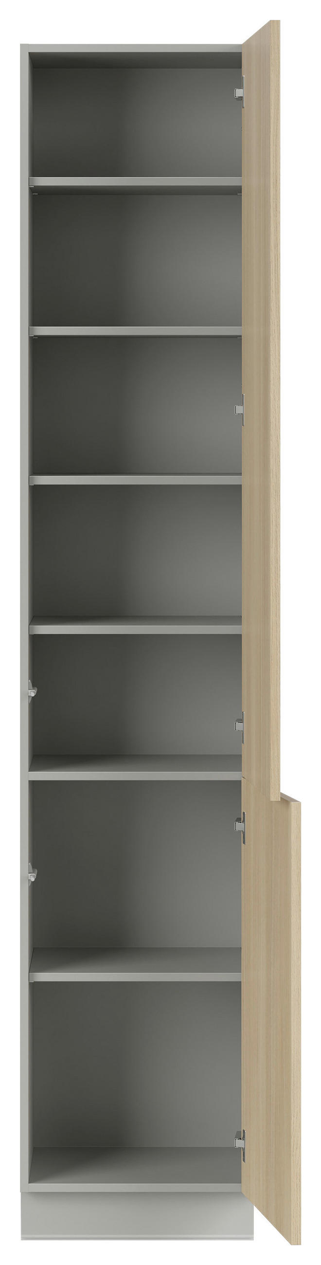 KÜCHENBLOCK 345 cm   in Grau, Eichefarben  - Eichefarben/Schwarz, Basics, Holzwerkstoff/Kunststoff (345cm) - Visiona