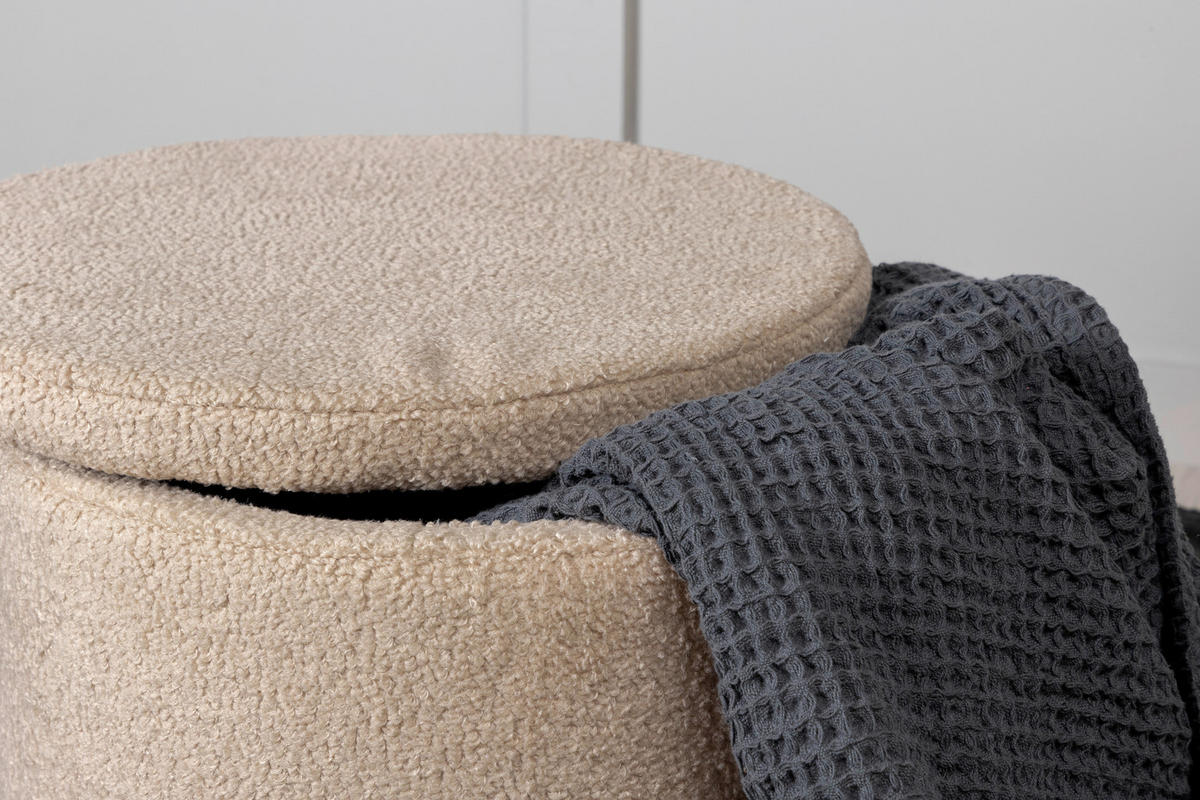 POUF in Beige Kunststoff, Textil Beige  - Beige, Design, Kunststoff/Textil (51/43/51cm) - Livetastic