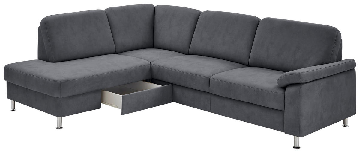 ECKSOFA in Mikrofaser Anthrazit  - Anthrazit, Design, Textil/Metall (202/266cm) - Beldomo System