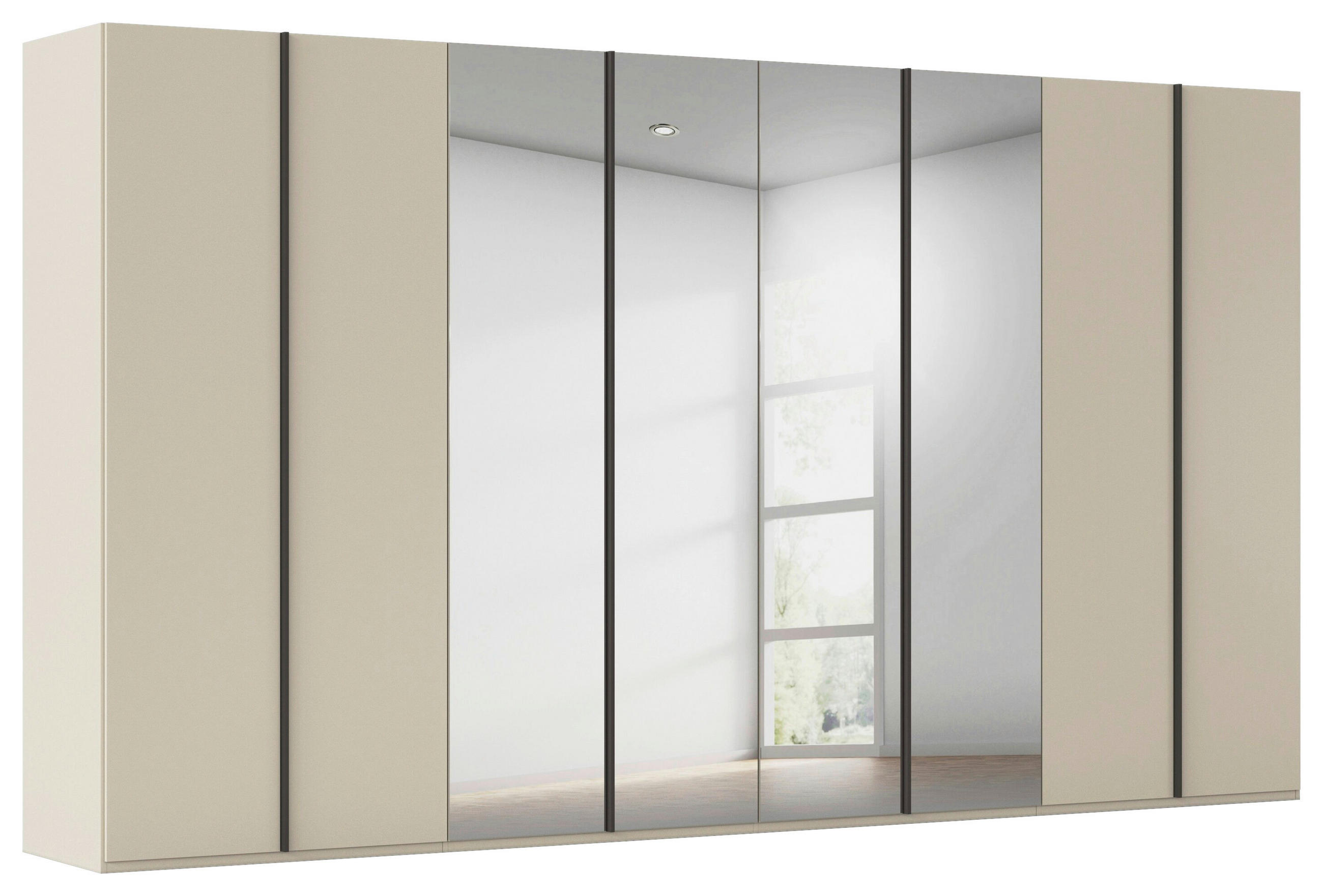 DREHTÜRENSCHRANK 400/235/61 cm,  in Champagner, 8-türig  - Champagner/Graphitfarben, Basics, Glas/Holzwerkstoff (400/235/61cm) - Novel