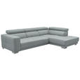 ECKSOFA in Mikrofaser Platinfarben  - Platinfarben/Chromfarben, Design, Textil/Metall (301/207cm) - Xora