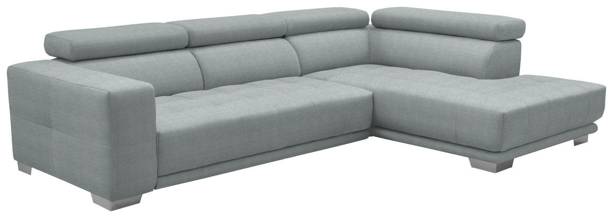 ECKSOFA in Mikrofaser Platinfarben  - Platinfarben/Chromfarben, Design, Textil/Metall (301/207cm) - Xora