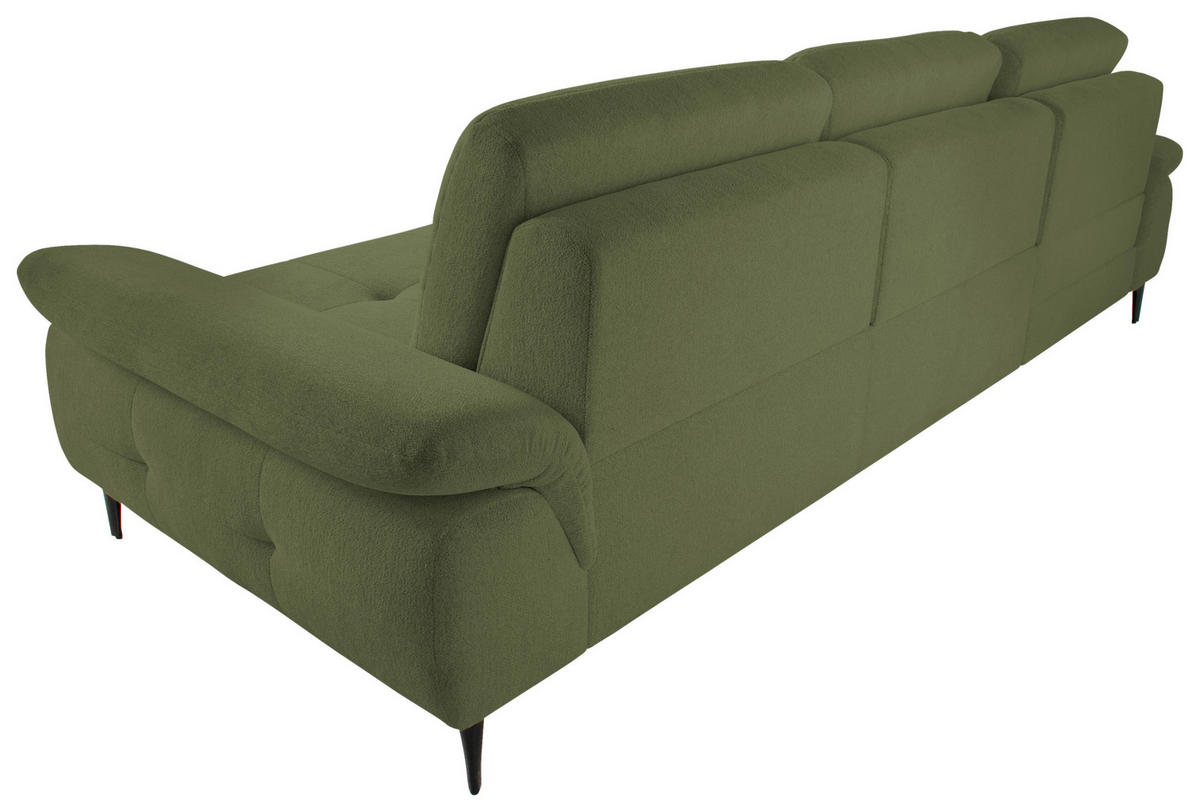 ECKSOFA ALMA in Chenille Grün  191/285 cm  - Schwarz/Grün, Design, Textil/Metall (191/285cm) - Livetastic