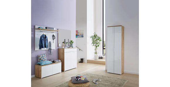 GARDEROBENPANEEL 97/97/30 cm - Eichefarben/Weiß, Design, Glas/Holzwerkstoff (97/97/30cm) - Voleo
