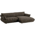 ECKSOFA  in Flachgewebe Dunkelbraun  264/185 cm  - Dunkelbraun/Schwarz, Design, Kunststoff/Textil (264/185cm) - Belluti