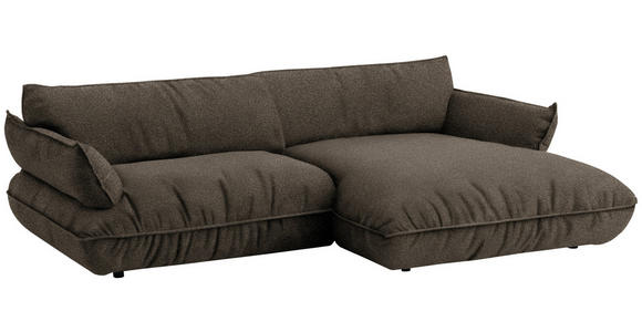 ECKSOFA  in Flachgewebe Dunkelbraun  264/185 cm  - Dunkelbraun/Schwarz, Design, Kunststoff/Textil (264/185cm) - Belluti