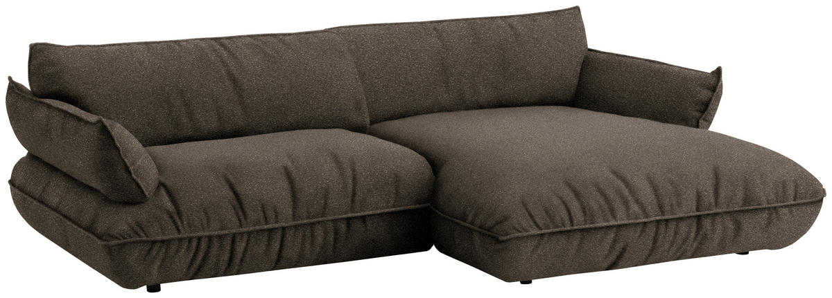ECKSOFA  in Flachgewebe Dunkelbraun  264/185 cm  - Dunkelbraun/Schwarz, Design, Kunststoff/Textil (264/185cm) - Belluti
