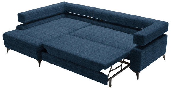 ECKSOFA in Chenille Dunkelblau  - Schwarz/Dunkelblau, KONVENTIONELL, Textil/Metall (184/265cm) - Hom`in