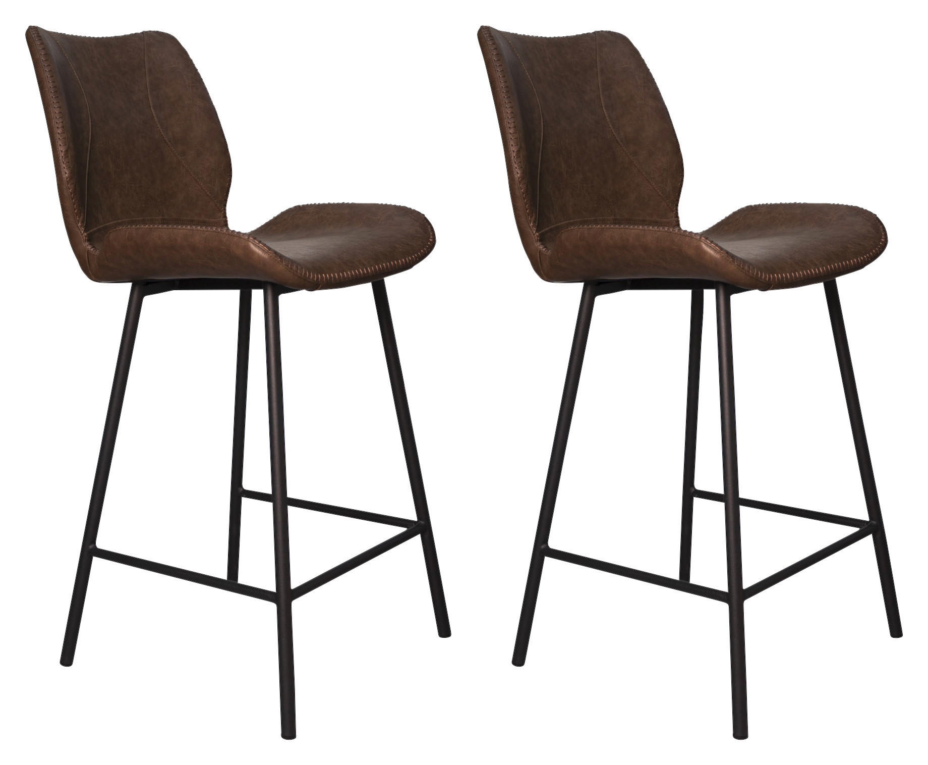 BARHOCKER-SET Lederlook Graubraun  - Graubraun/Schwarz, KONVENTIONELL, Kunststoff/Textil (47/99/55cm) - MID.YOU